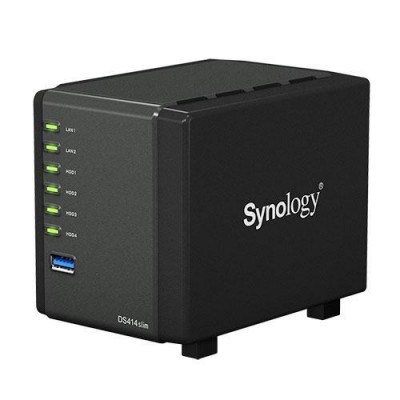 Synology DS414slim Boîtier NAS pour 4 DD 2.5p 1.2GHz 512Mo 2LAN Gb USB3