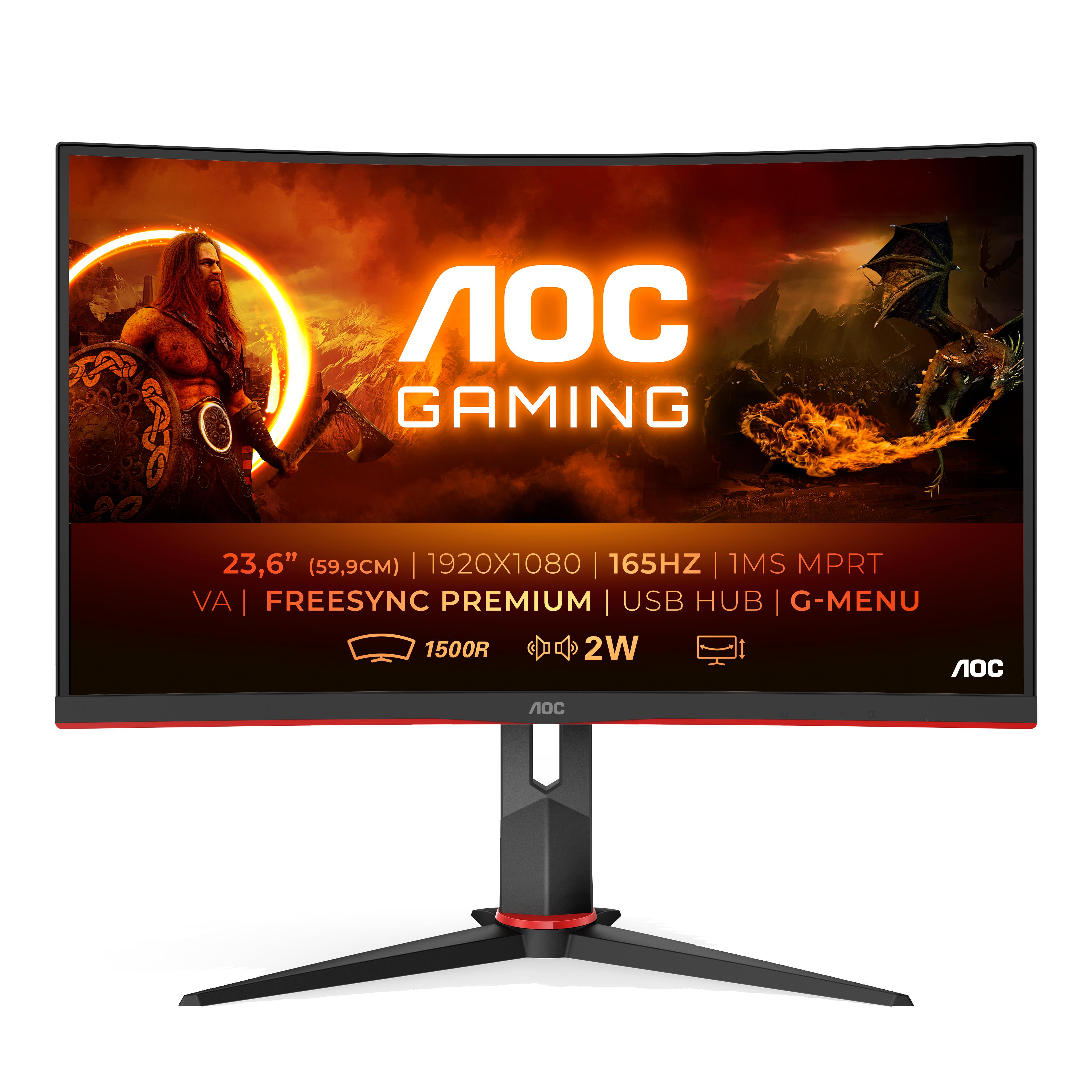 Ecran 23,6 AOC Gaming C24G2U - FHD Curved 165Hz 1ms à 239.9€ - Generation  Net