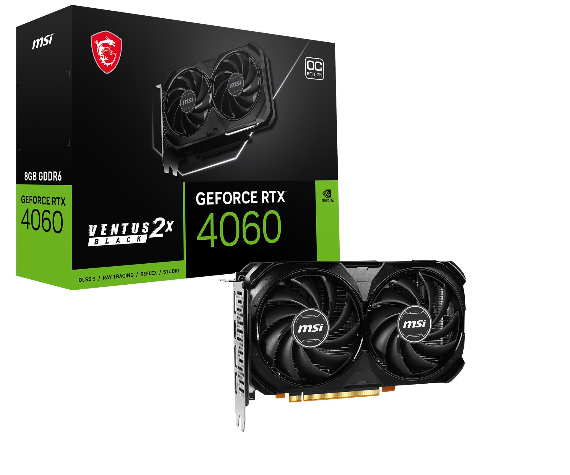 CARTE GRAPHIQUE Nvidia GeForce RTX 4060/MSI Ventus 2X Black OC 8Go à 389.9€  - Generation Net