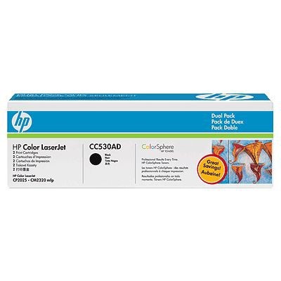 HP CC530A Pack de 2 Toners noir pour Laserjet P2025 3500 [3909847]