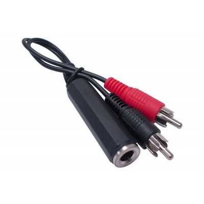 Cordon adaptateur jack 6 35 Femelle vers 2 RCA Male 10cm [3910609]