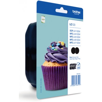 Brother LC-123BKBP2 - Pack de 2 Cartouche Noire