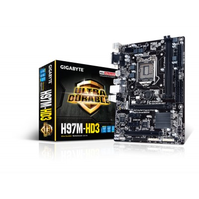 CM Gigabyte GA-H97M-HD3 Socket1150 H97 uATX Intel H97 2x DDR3 max 16GB HDMI DVI-D D-Sub PCI-E