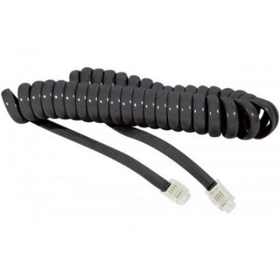 Cordon spirale 4/4 RJ9 - Noir - 2M