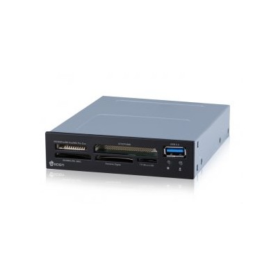 Lecteur Carte Mem tout en 1, interne 3"1/2 Noir + port USB 3.0