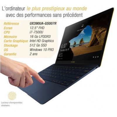 Portable Asus ZenBook 3 UX390UA-GS007R 12,5" i7-7500U 16Go 512Go SSD Win10Pro