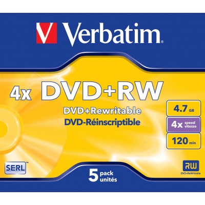 DVD+RW Verbatim 4,7Go - Jewel de 5