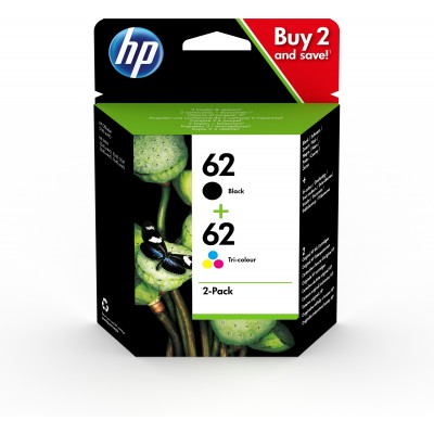 HP 62 2-Pack Tri-color/Black